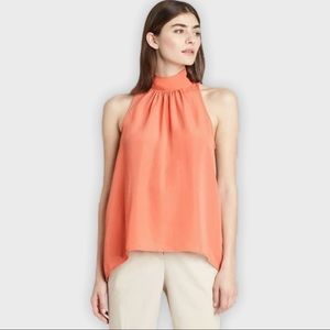 Prologue Sleeveless Mock Neck Blouse Coral Size XS